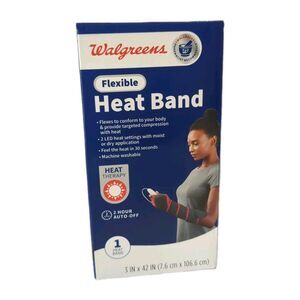 NEW Walgreens Flexible Heat Band 3"x 42" Compression Therapy Auto Off Adj Travel